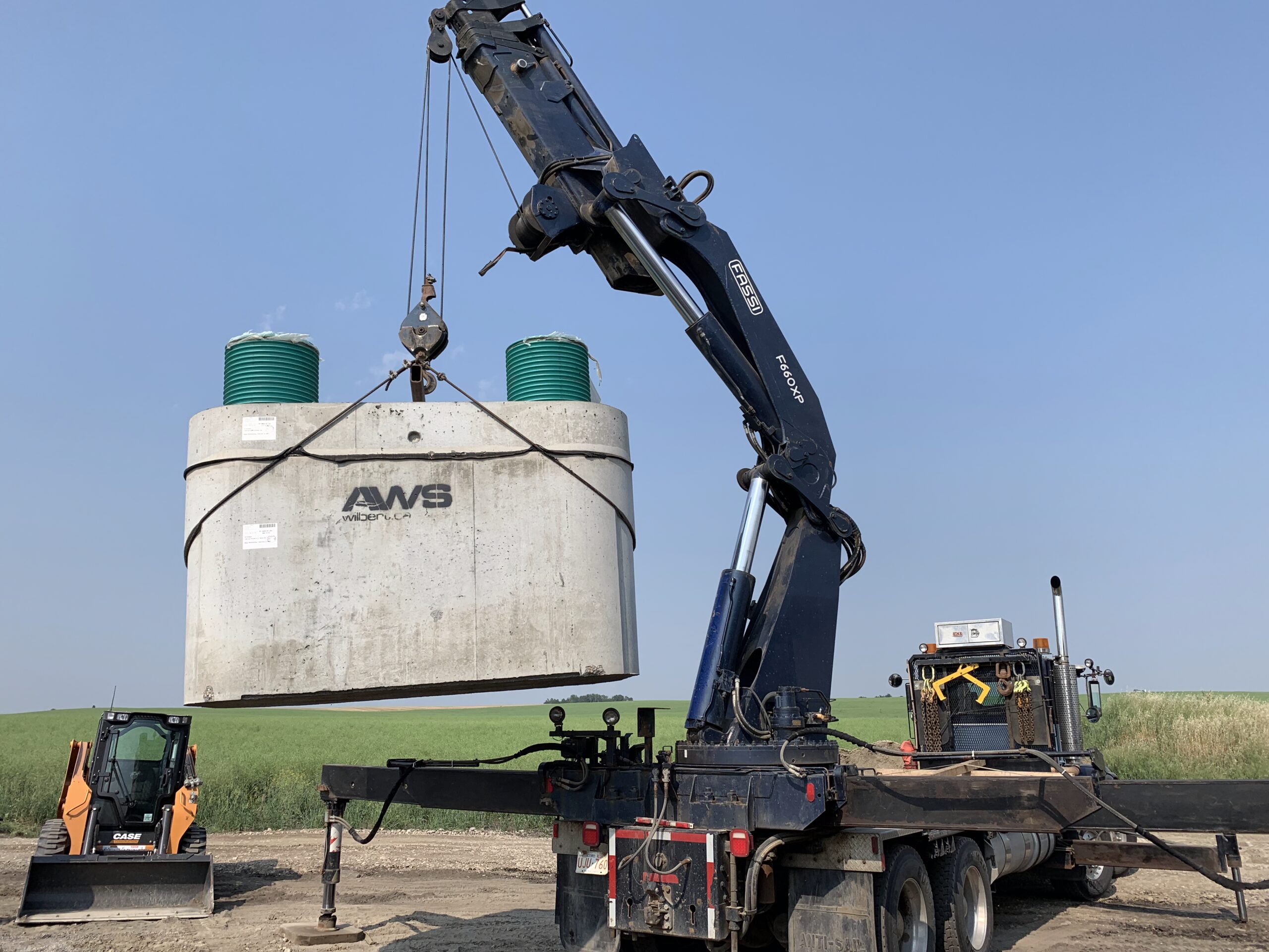 Tank being lifted into place.