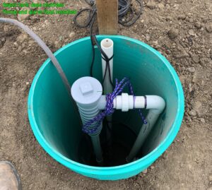 View of Septic Tank dose chamber manway