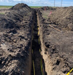 Utilities in trench
